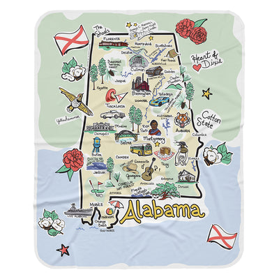 Alabama Map Baby Blanket - JERSEY