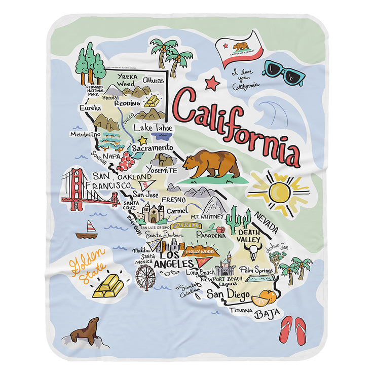 California Map Baby Blanket - JERSEY