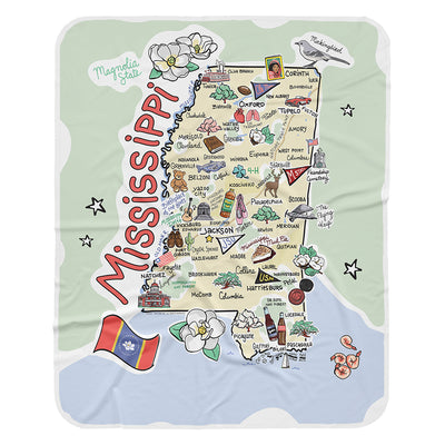 Mississippi Map Baby Blanket - JERSEY