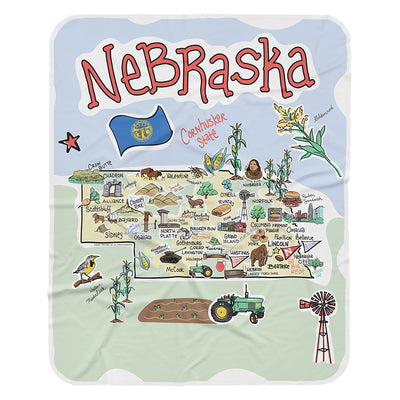 Nebraska Map Baby Blanket - JERSEY