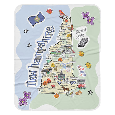 New Hampshire Map Baby Blanket - JERSEY