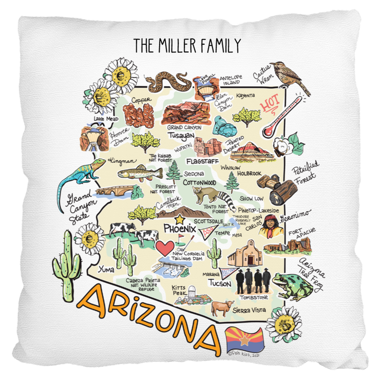 Custom Arizona Map Pillow