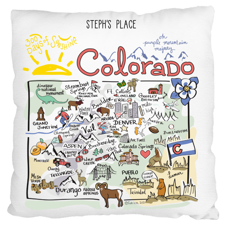 Custom Colorado Map Pillow
