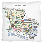 Custom Louisiana Map Pillow