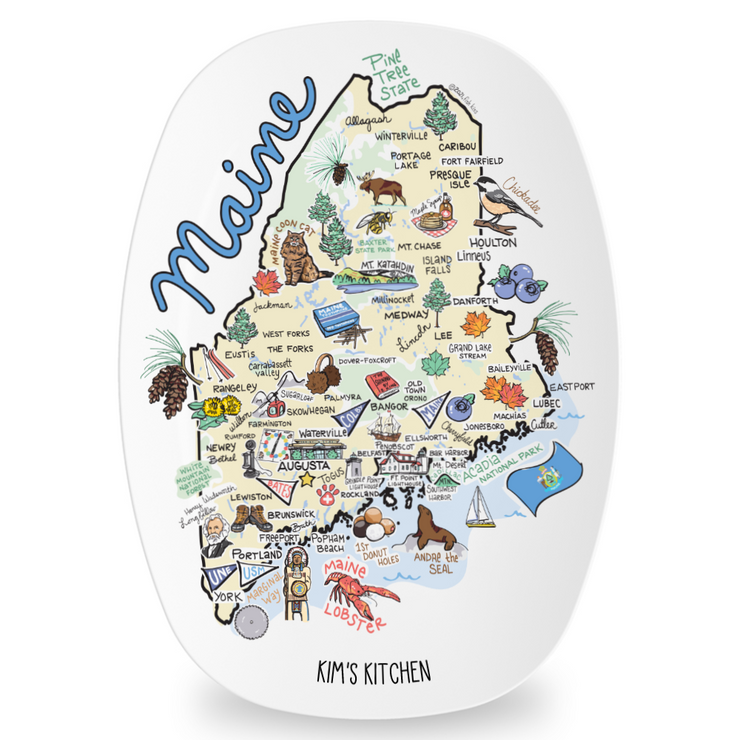 Custom Maine Map Platter
