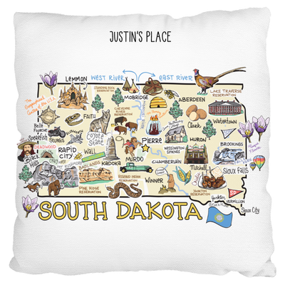 Custom South Dakota Map Pillow