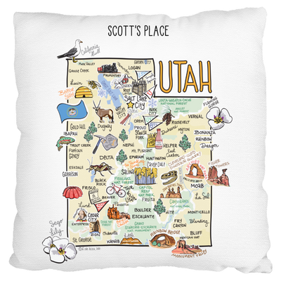 Custom Utah Map Pillow