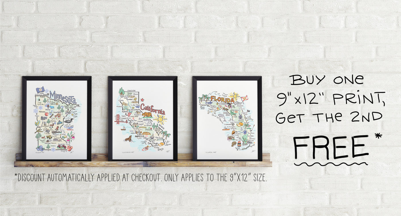 9"x12" Map Prints