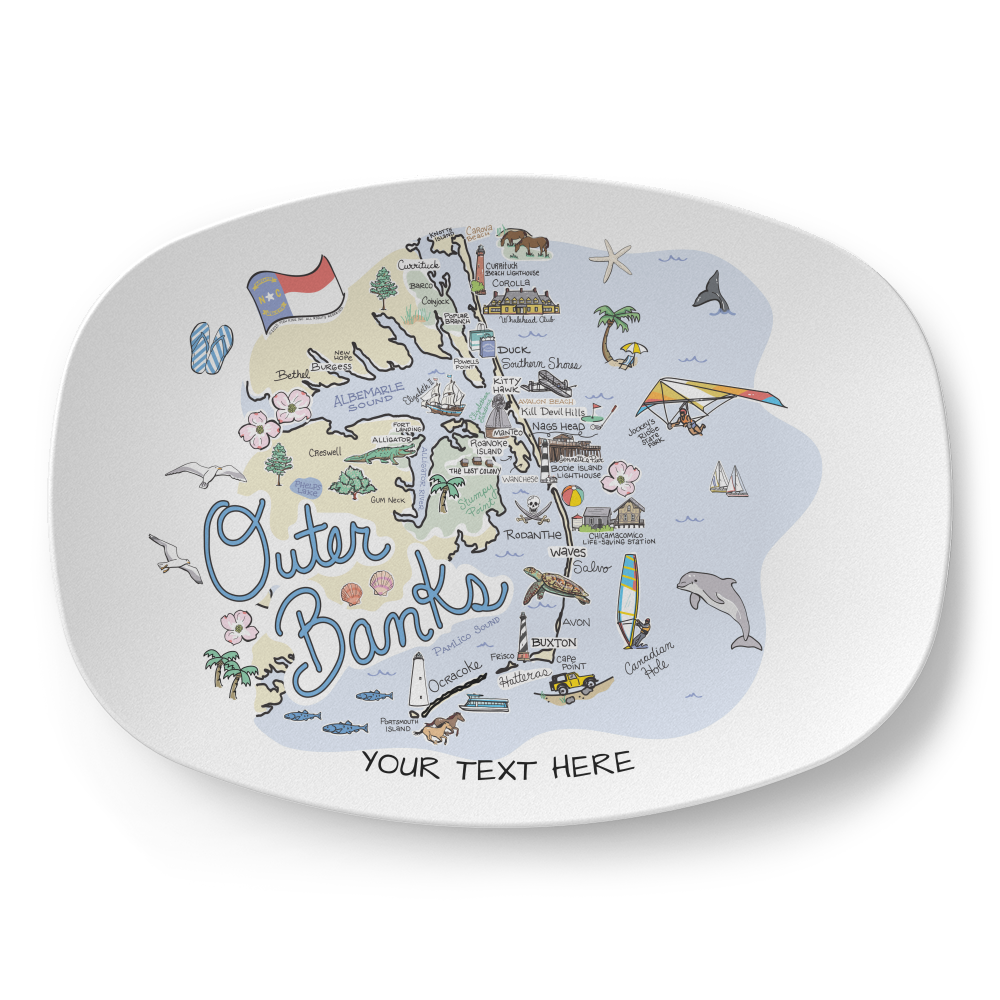Custom Outer Banks Map Platter
