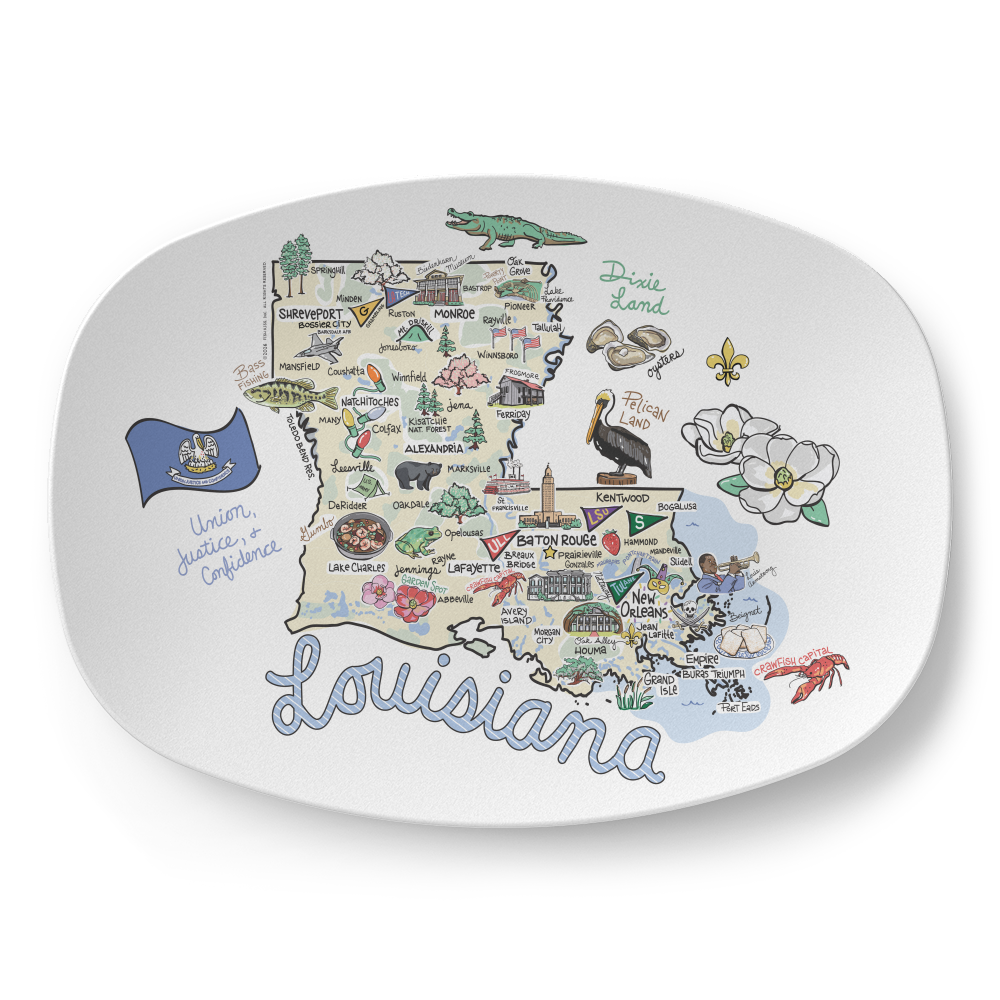 Louisiana Map Platter