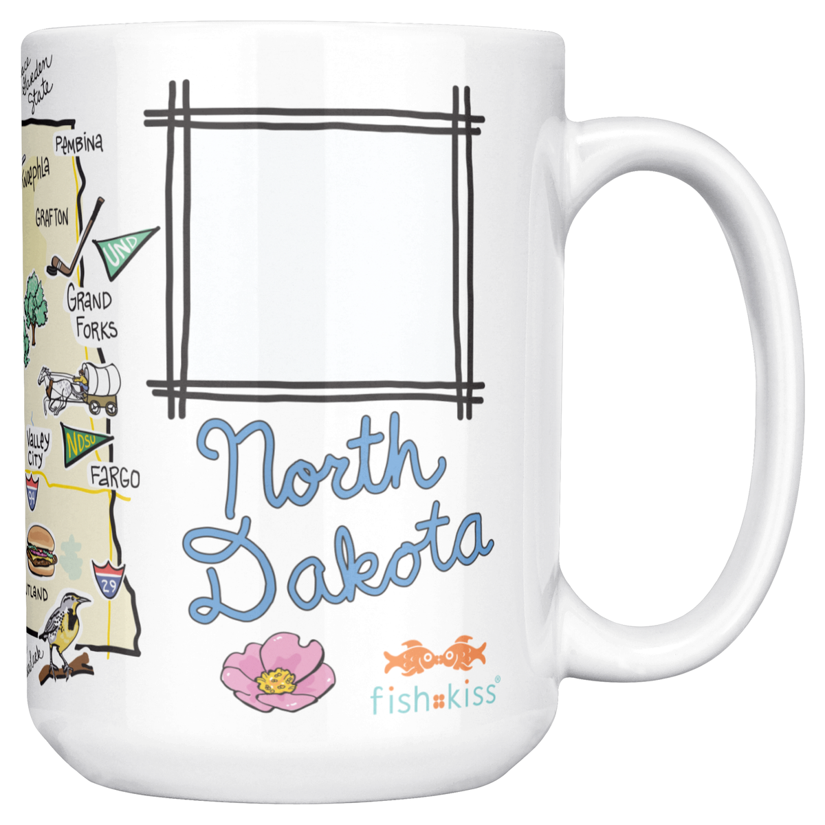 North Dakota 15oz White Mug