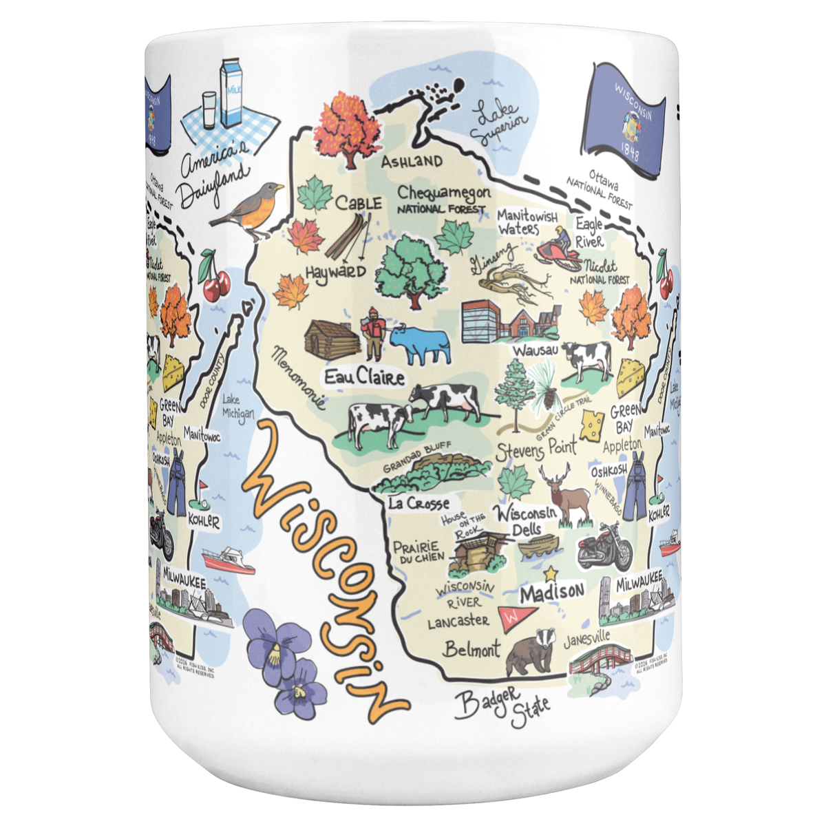 Wisconsin 15oz White Mug