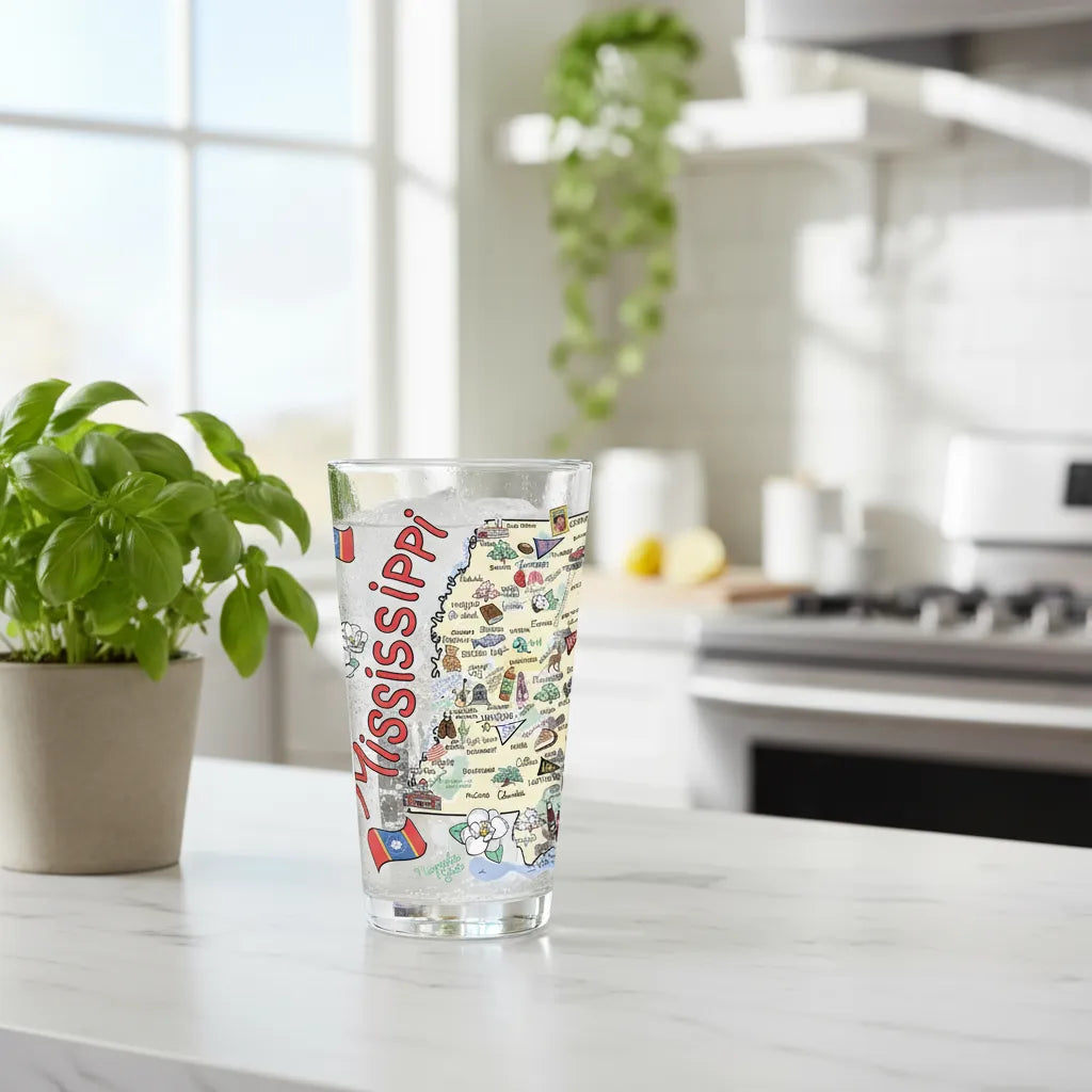 Mississippi Map Glass