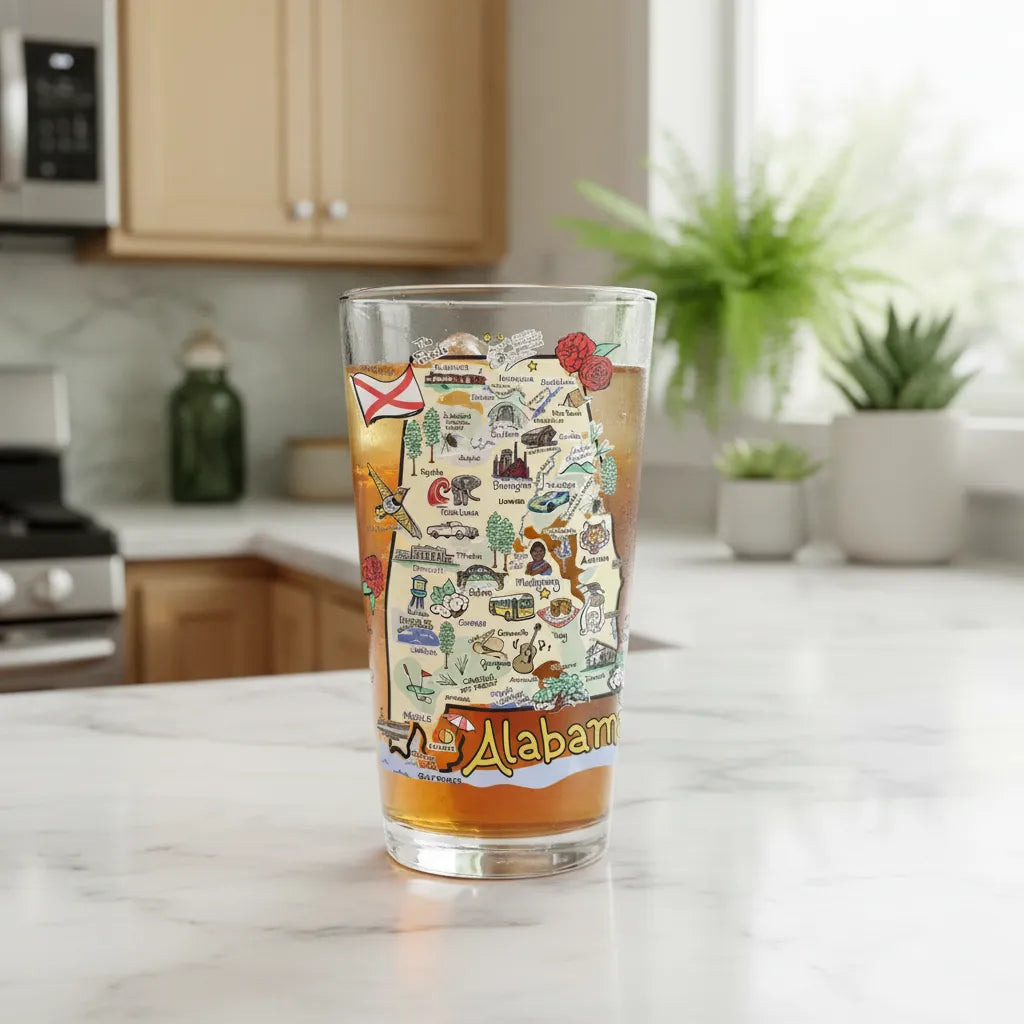 Alabama Map Glass