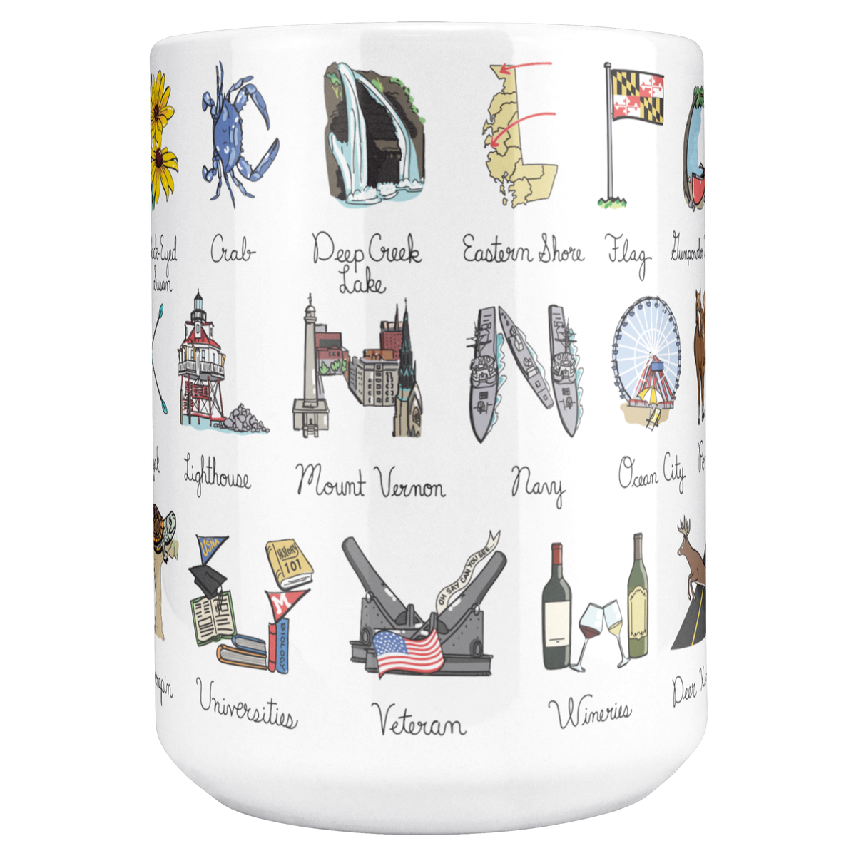 State Alphabet 15oz White Mug