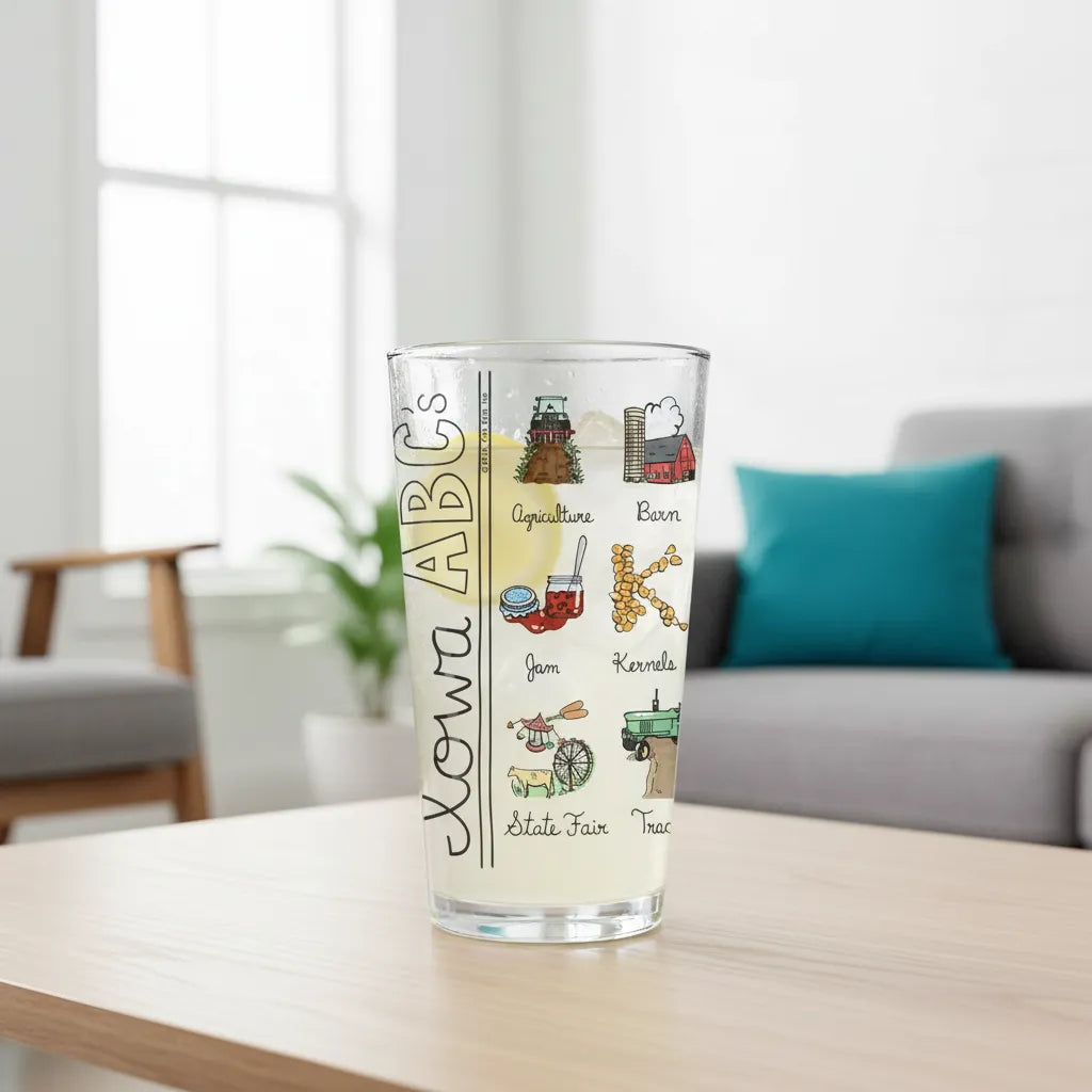 Iowa Alphabet Glass