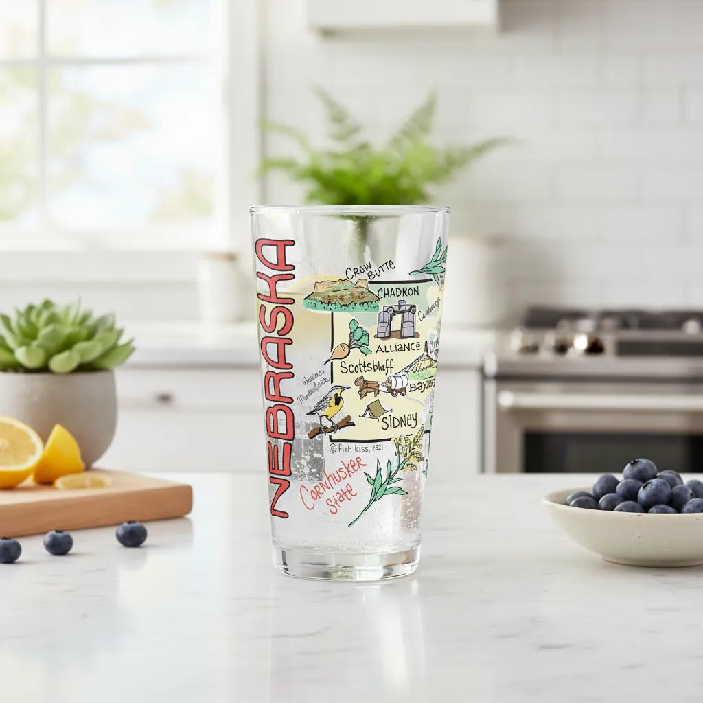 Nebraska Map Glass