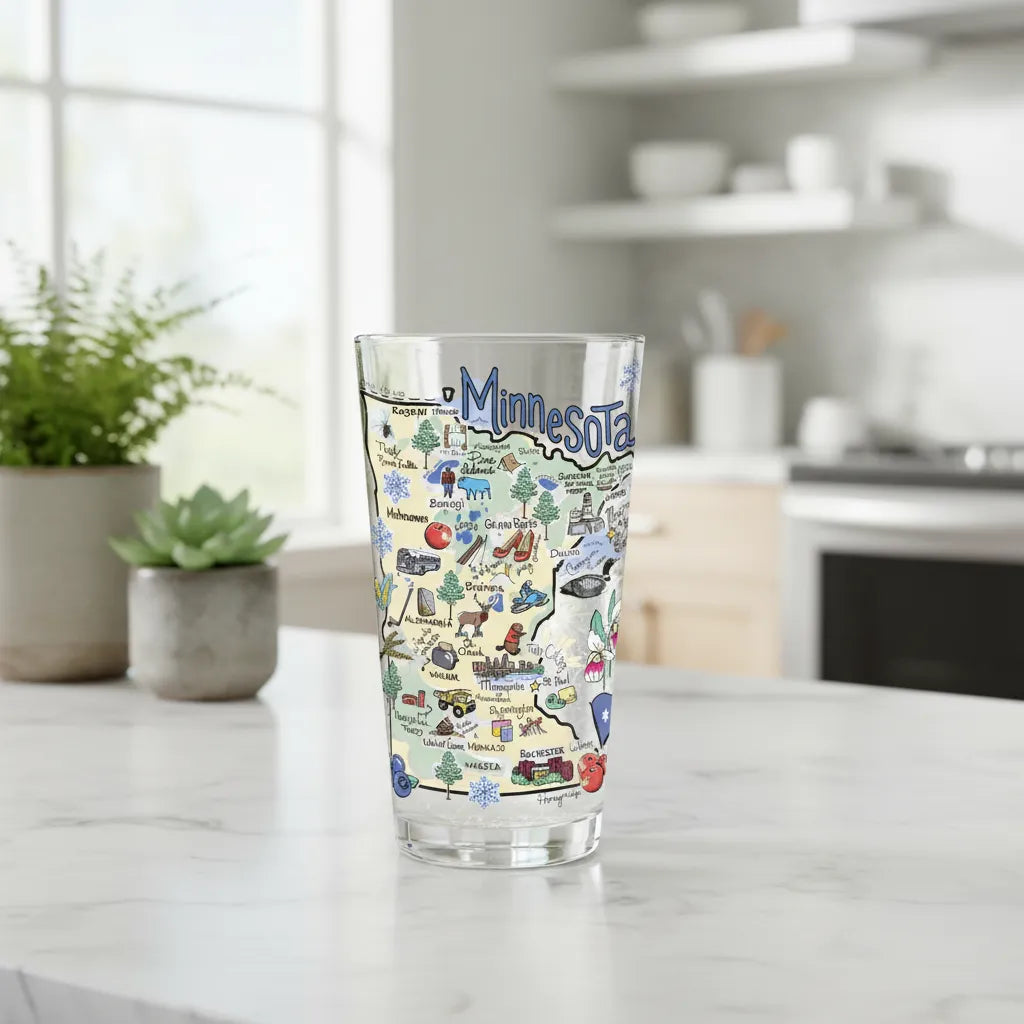 Minnesota Map Glass