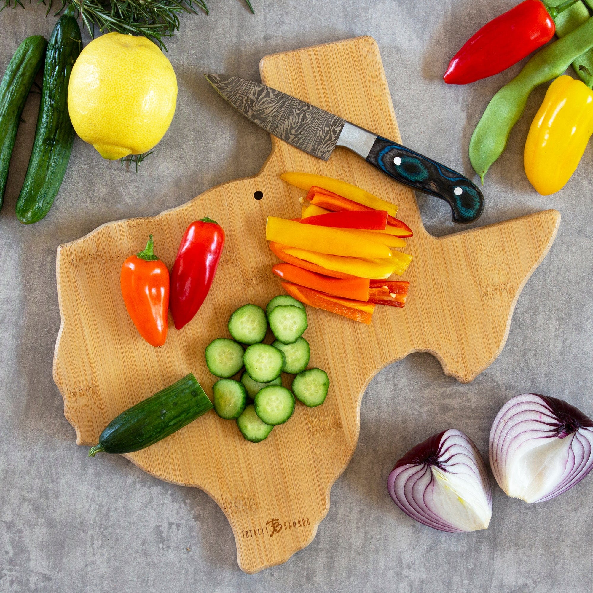 Texas State Shaped Cutting and Serving Board with Artwork by Fish Kiss™