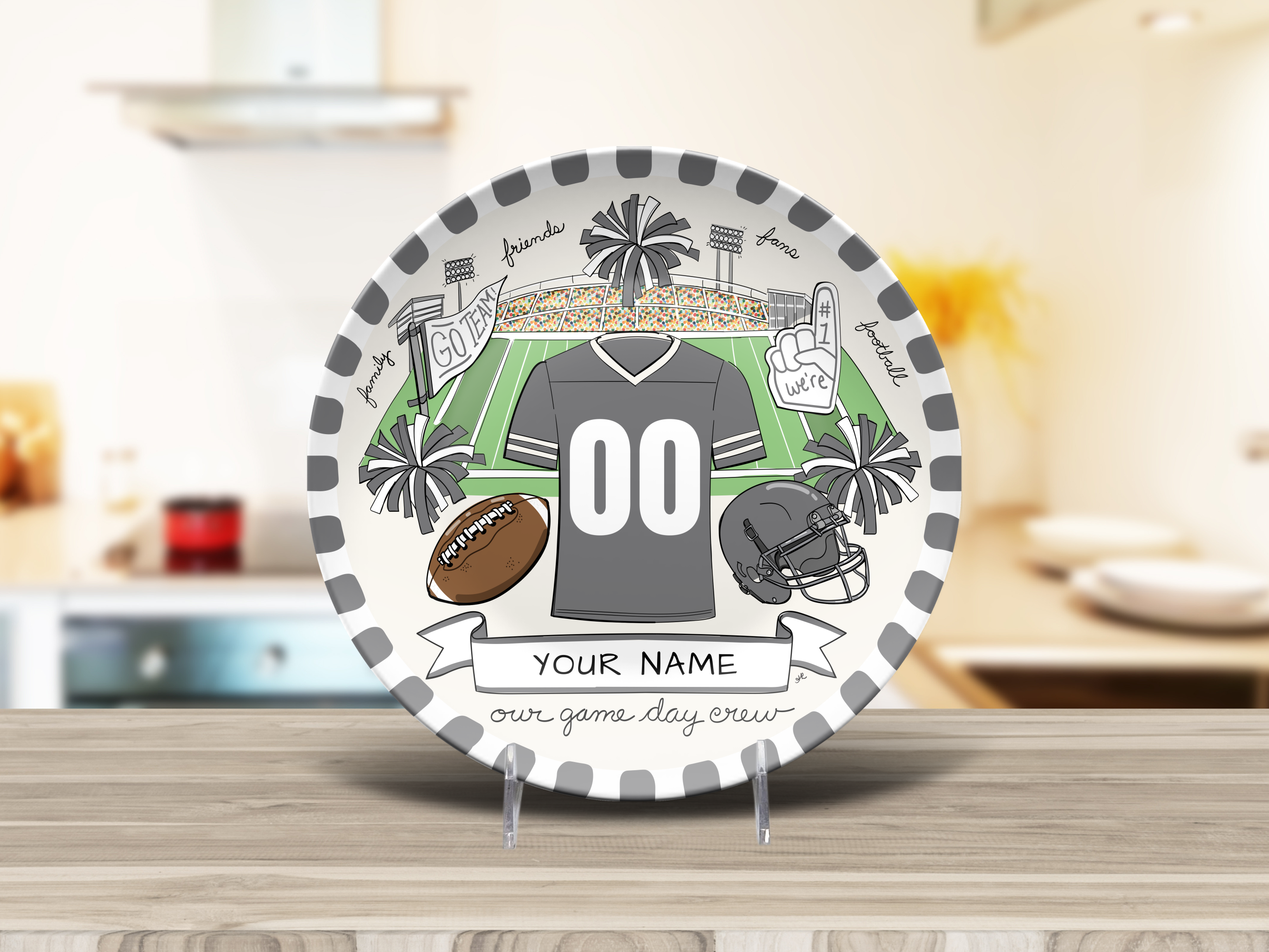 Our Game Day Crew Plate - Grey/Silver
