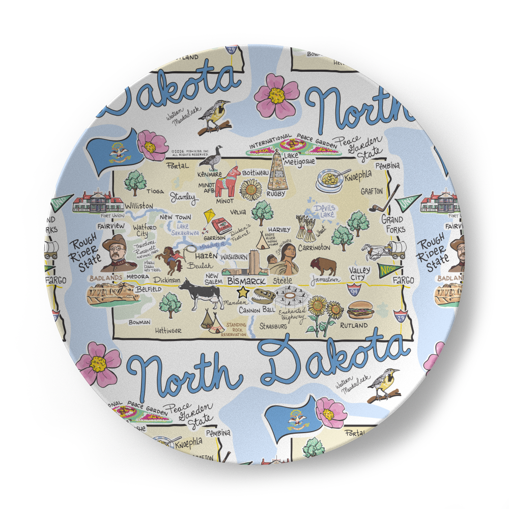 North Dakota Map Plate