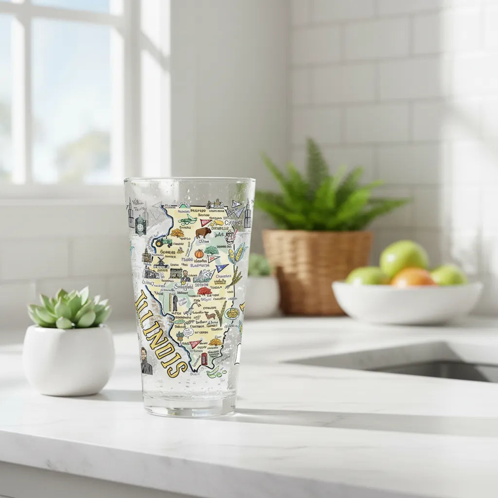 Illinois Map Glass