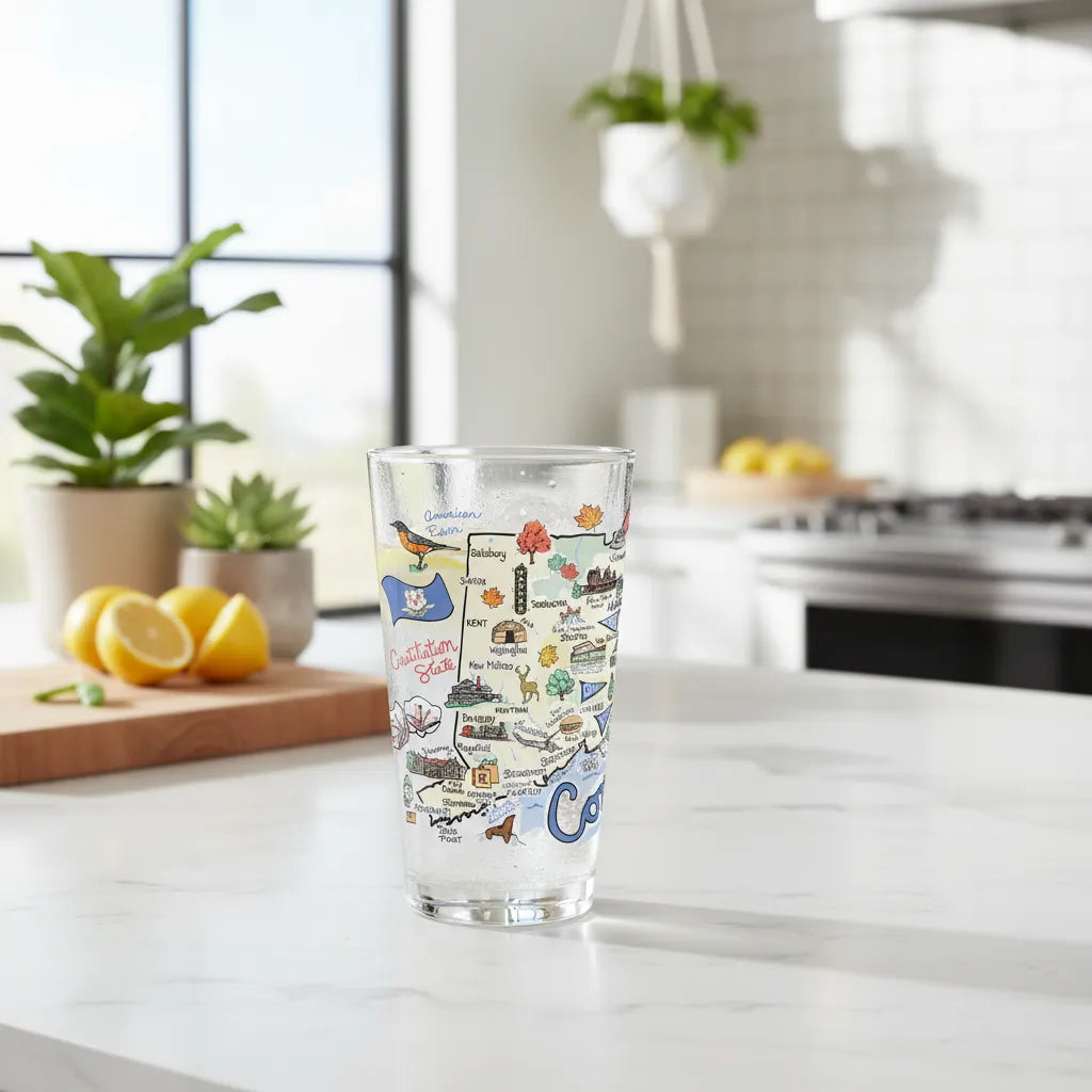 Connecticut Map Glass