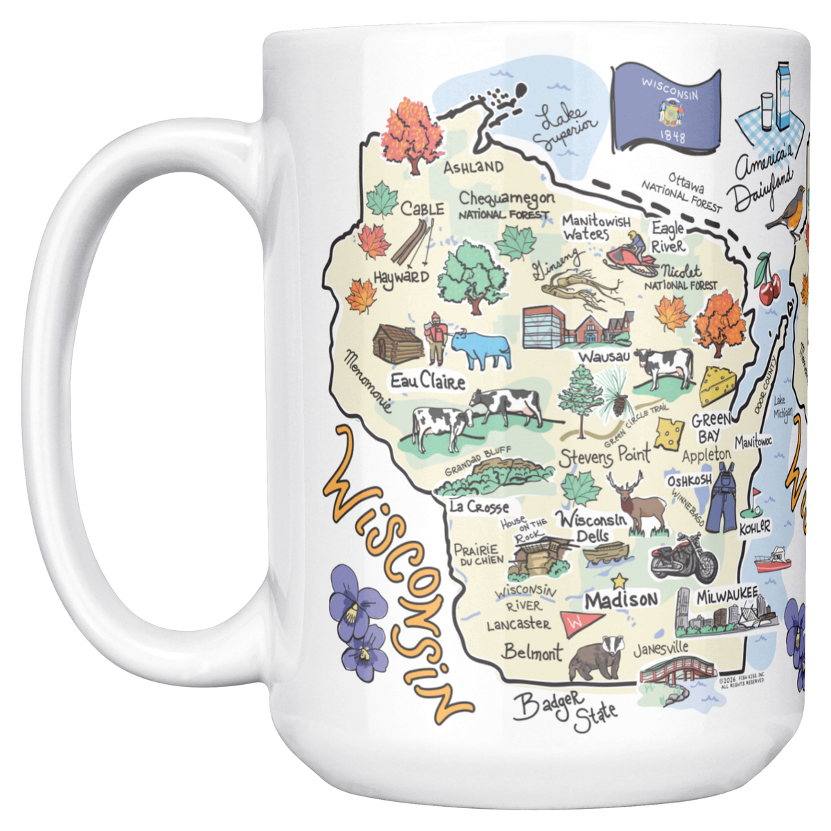 Wisconsin 15oz White Mug