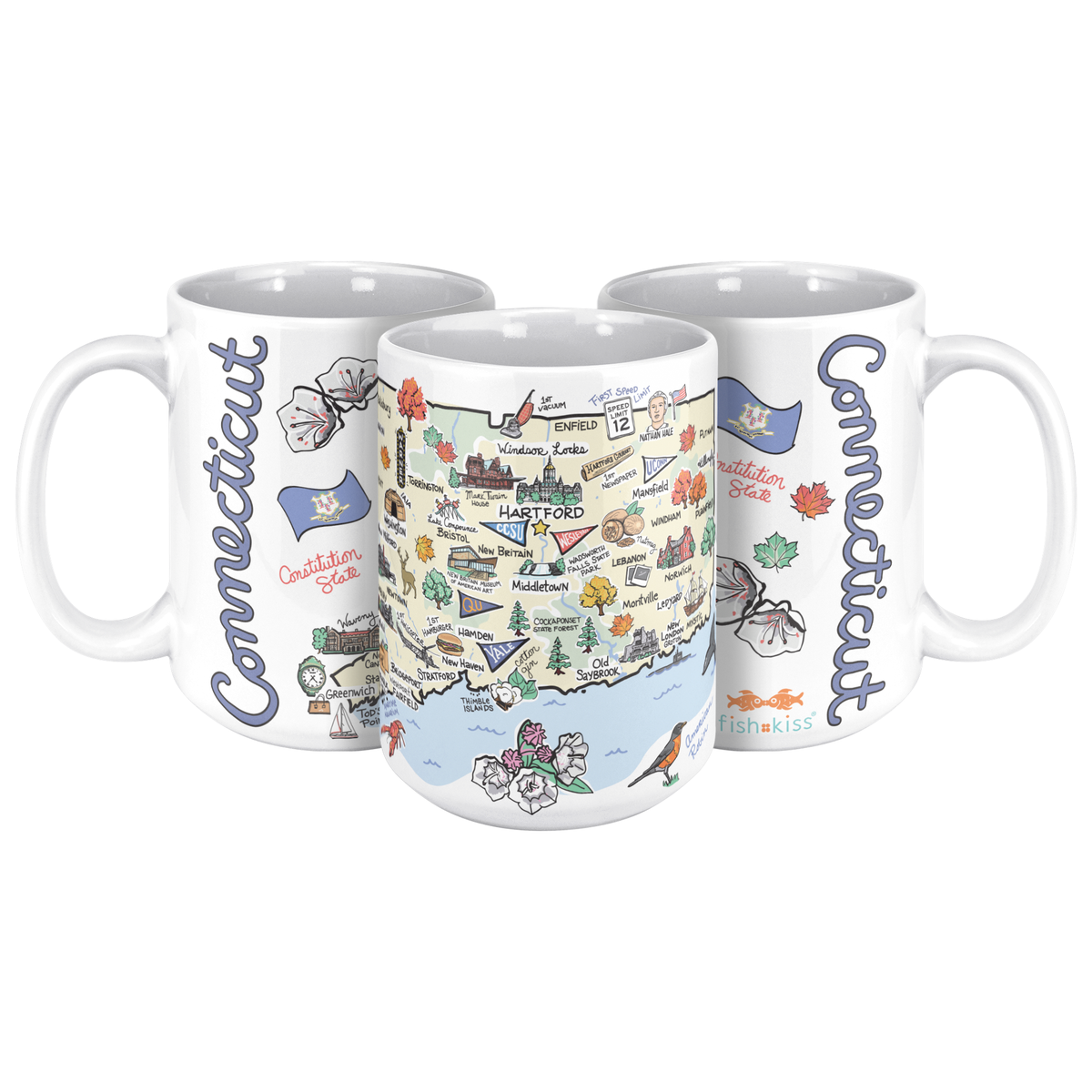 Connecticut 15oz White Mug