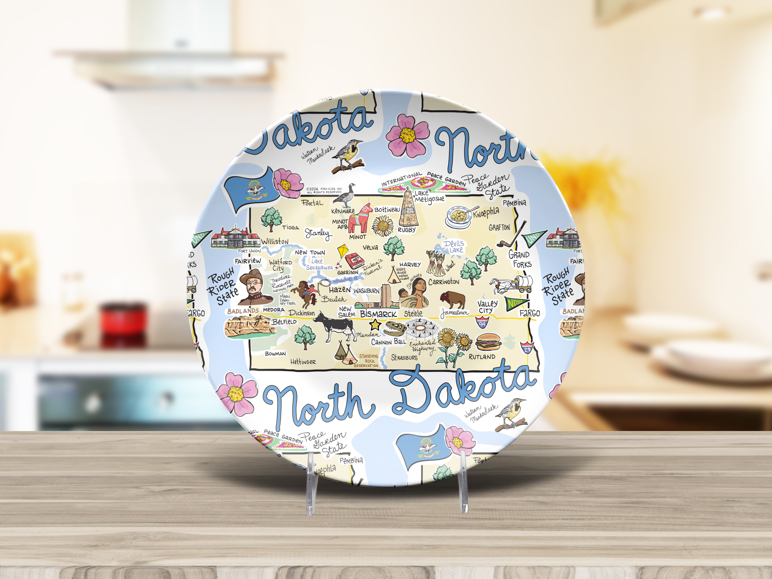 North Dakota Map Plate