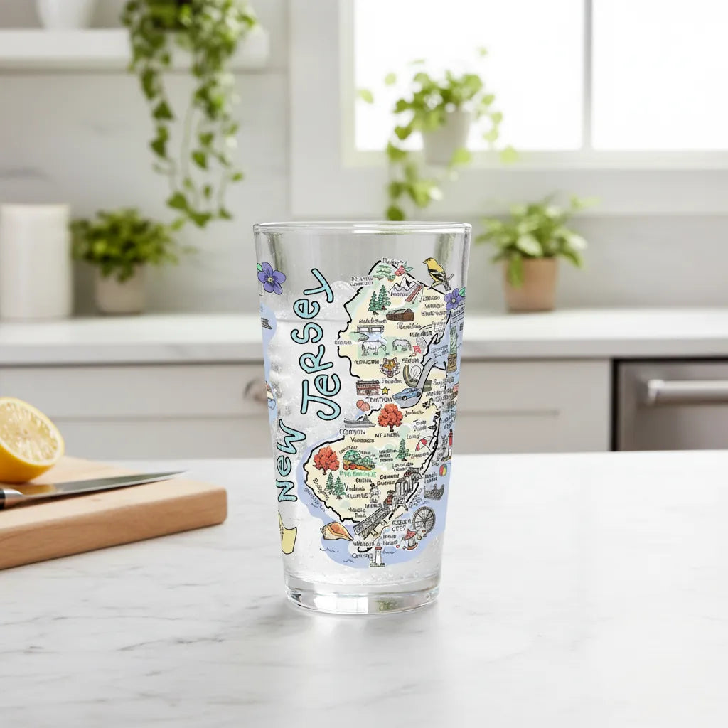 New Jersey Map Glass