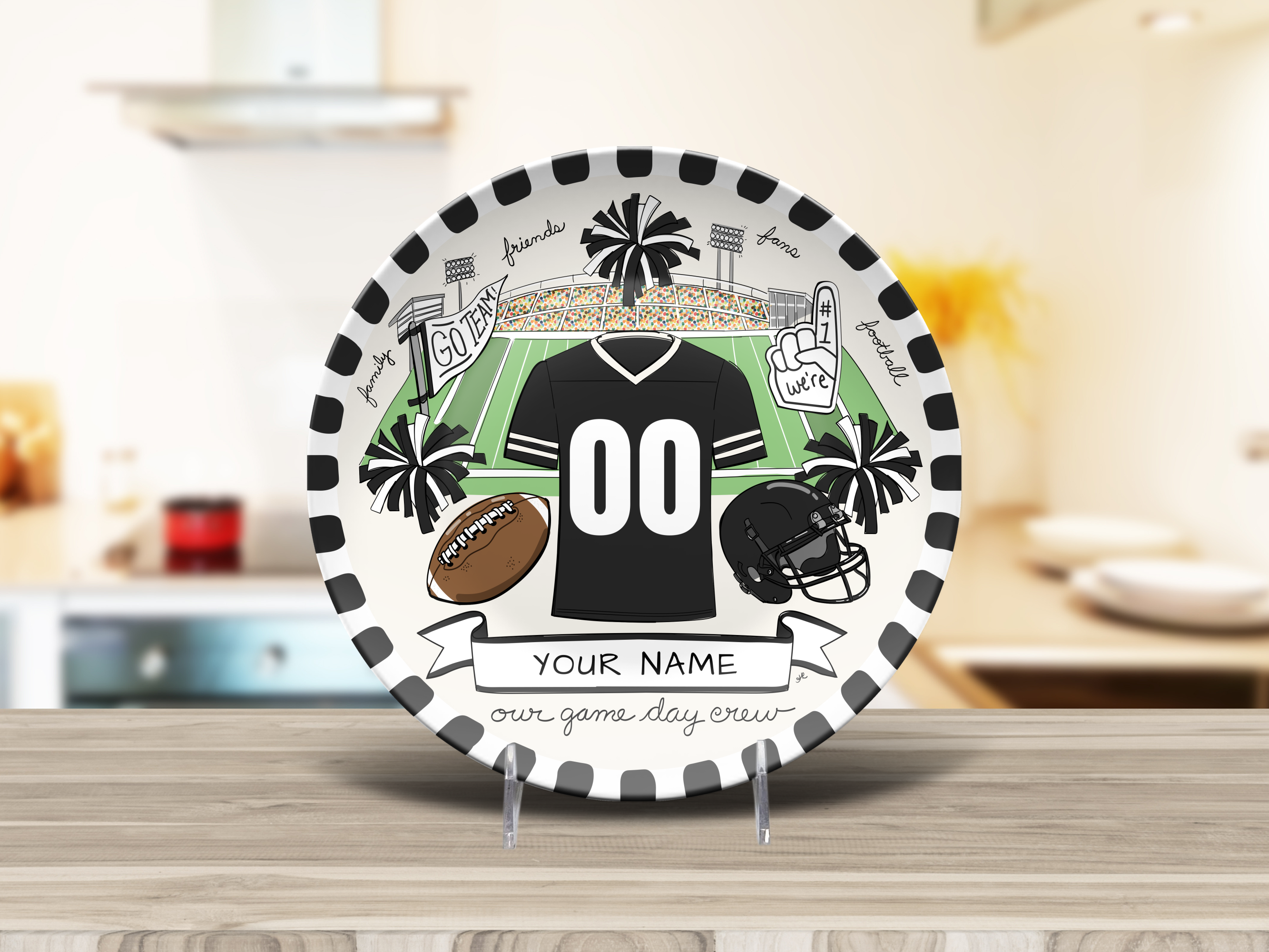 Our Game Day Crew Plate - Black