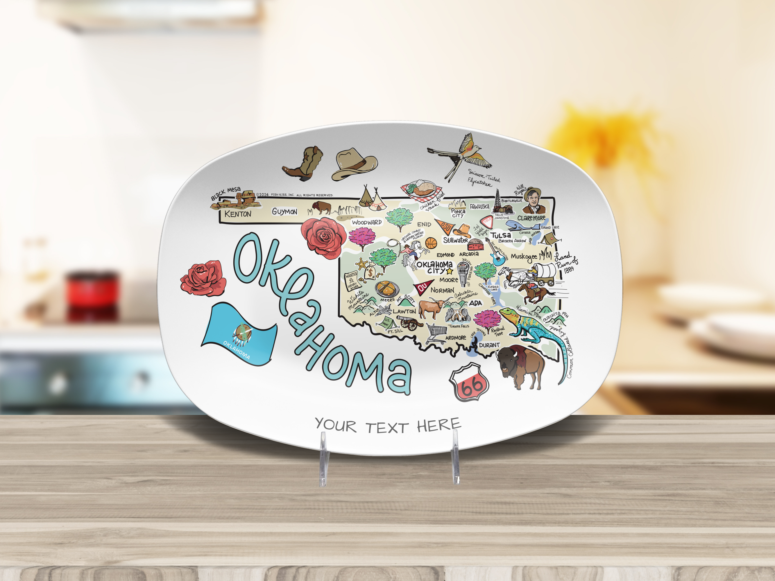 Custom Oklahoma Map Platter
