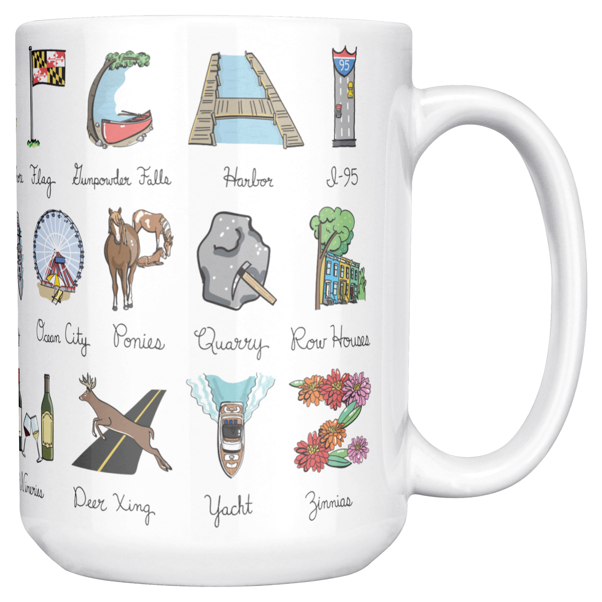 State Alphabet 15oz White Mug