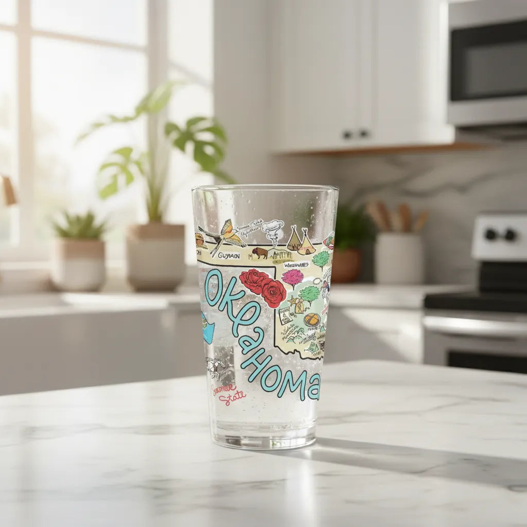 Oklahoma Map Glass