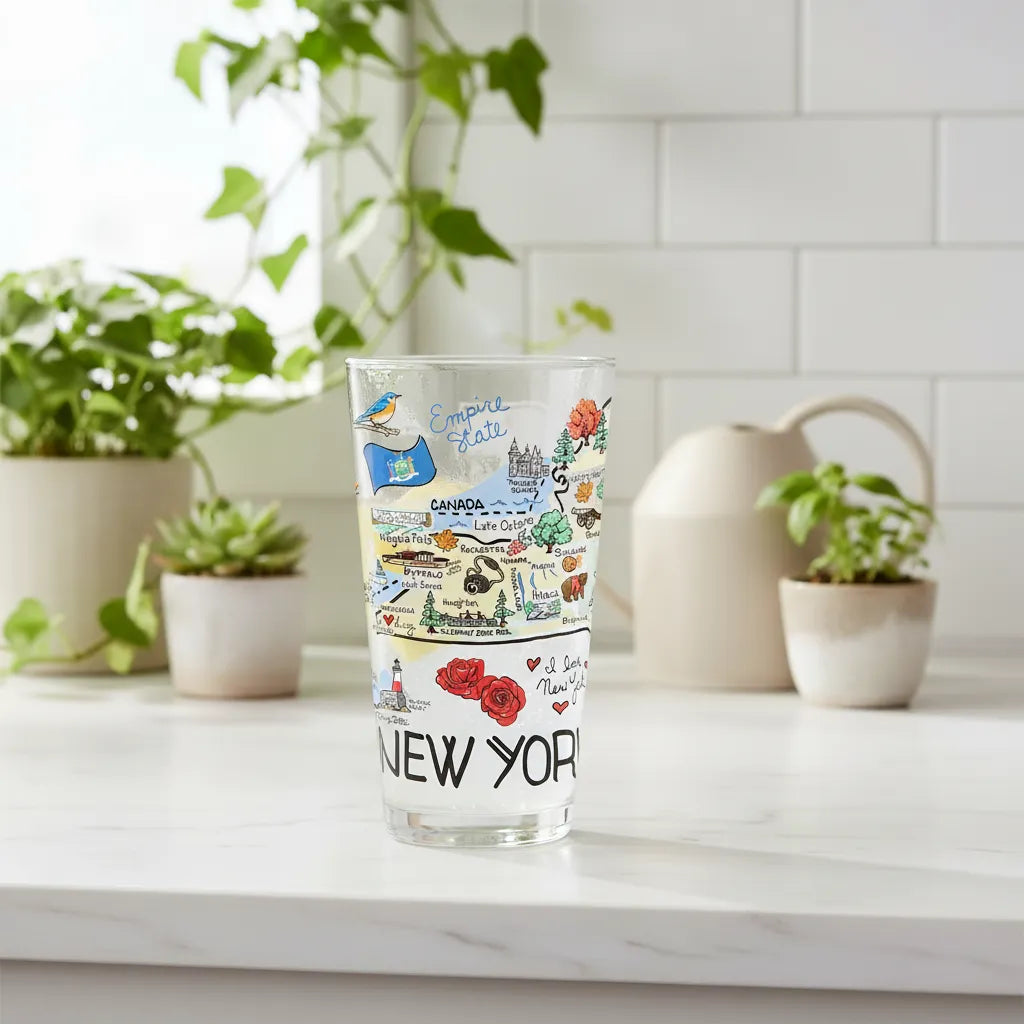 New York Map Glass