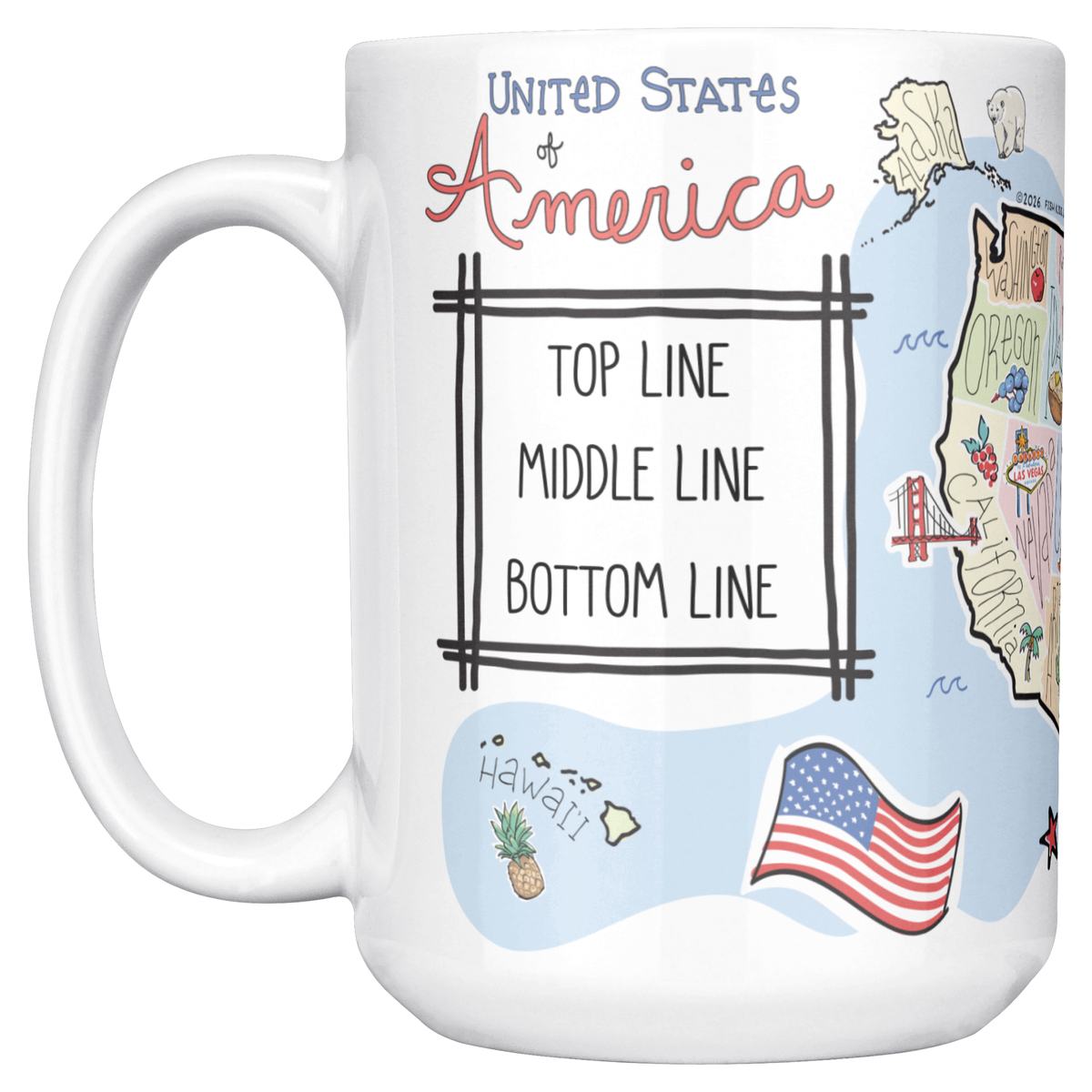 America 15oz White Mug