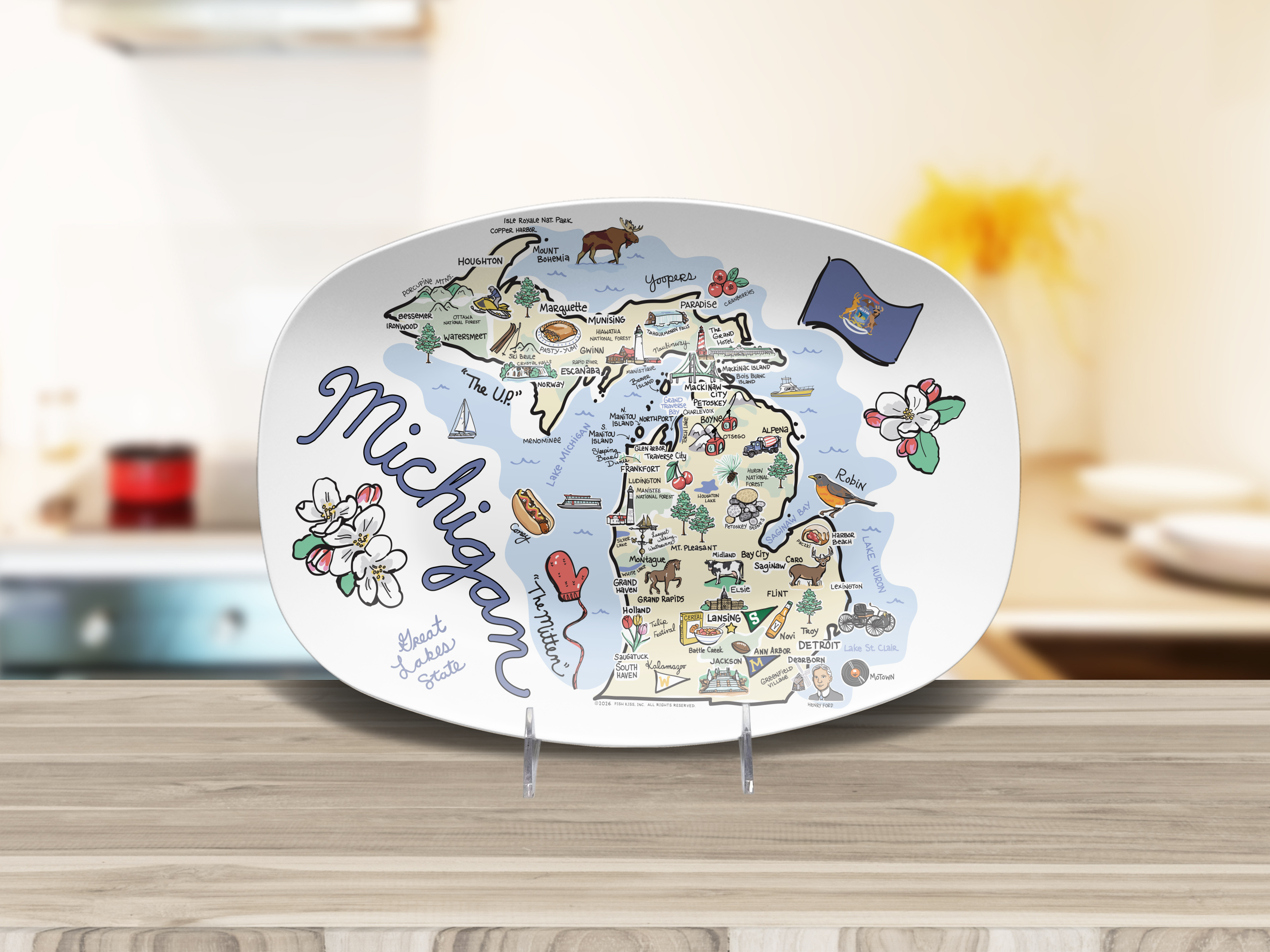 Michigan Map Platter