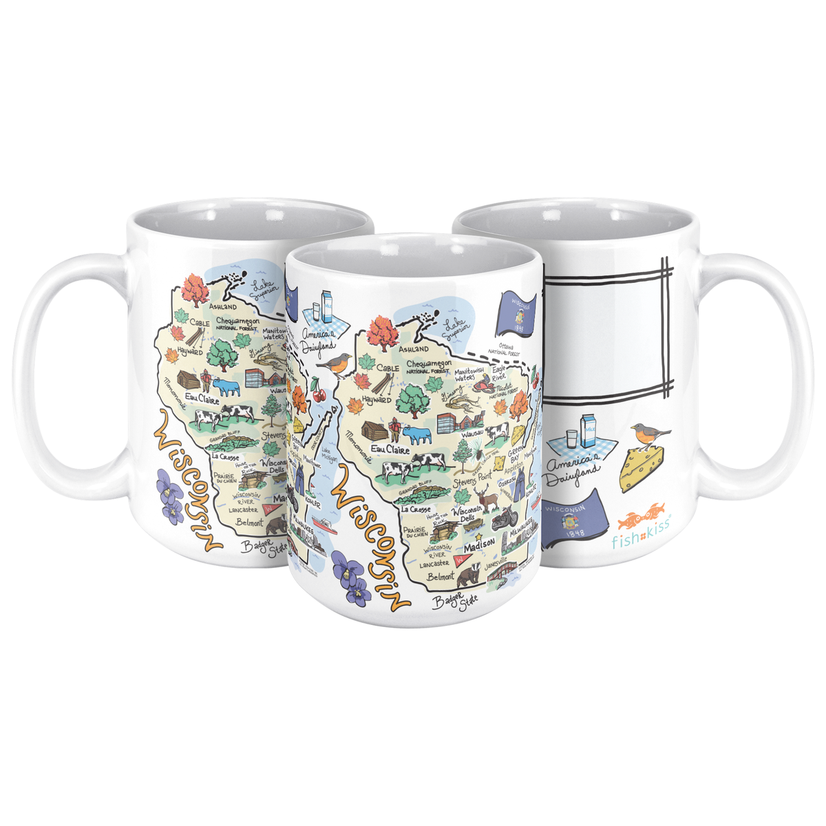 Wisconsin 15oz White Mug