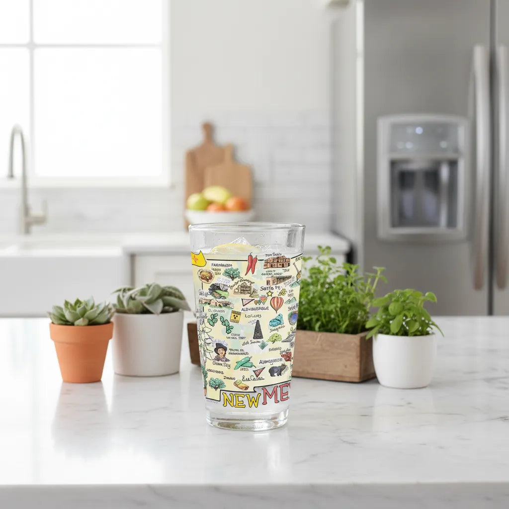New Mexico Map Glass