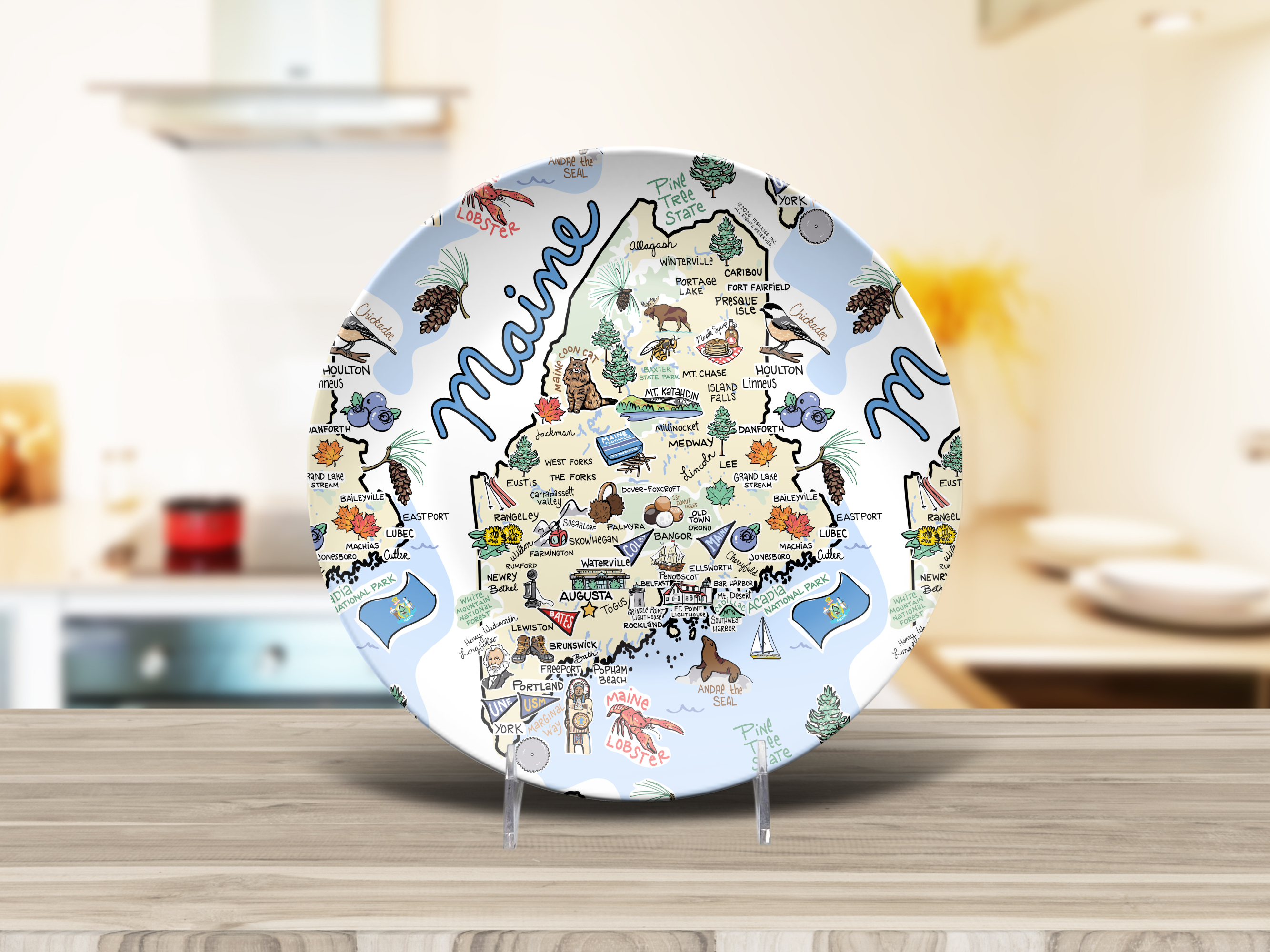 Maine Map Plate