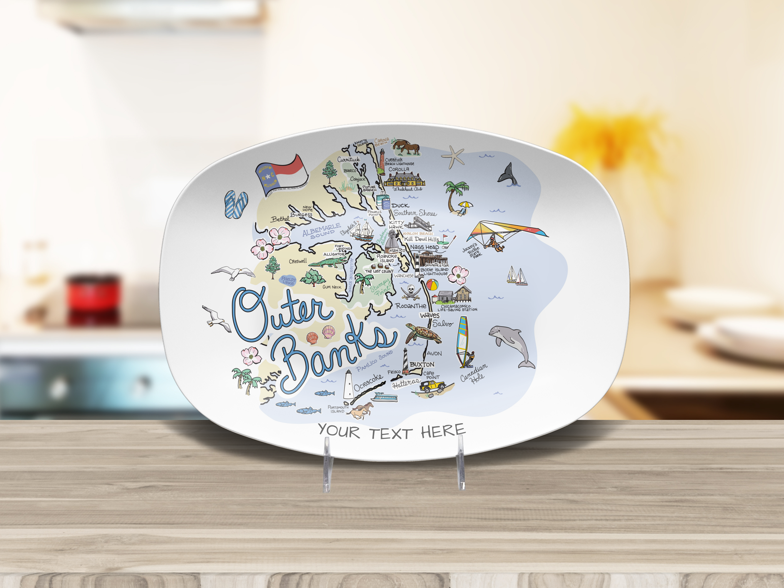 Custom Outer Banks Map Platter