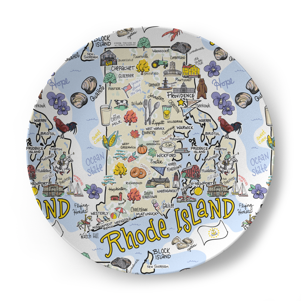 Rhode Island Map Plate