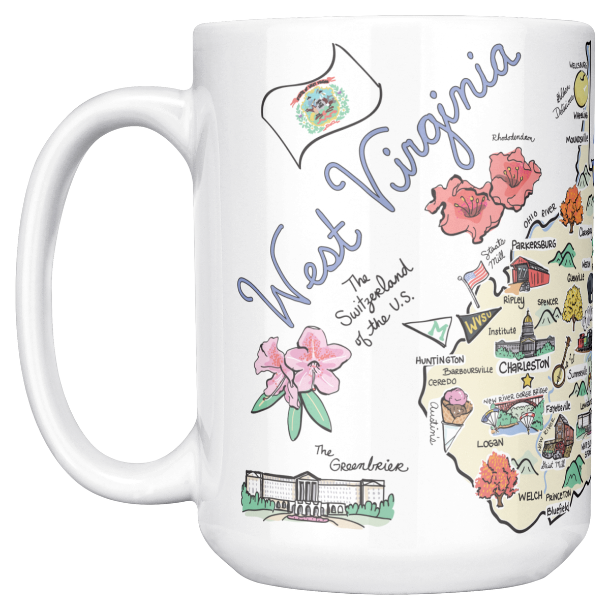 West Virginia 15oz White Mug