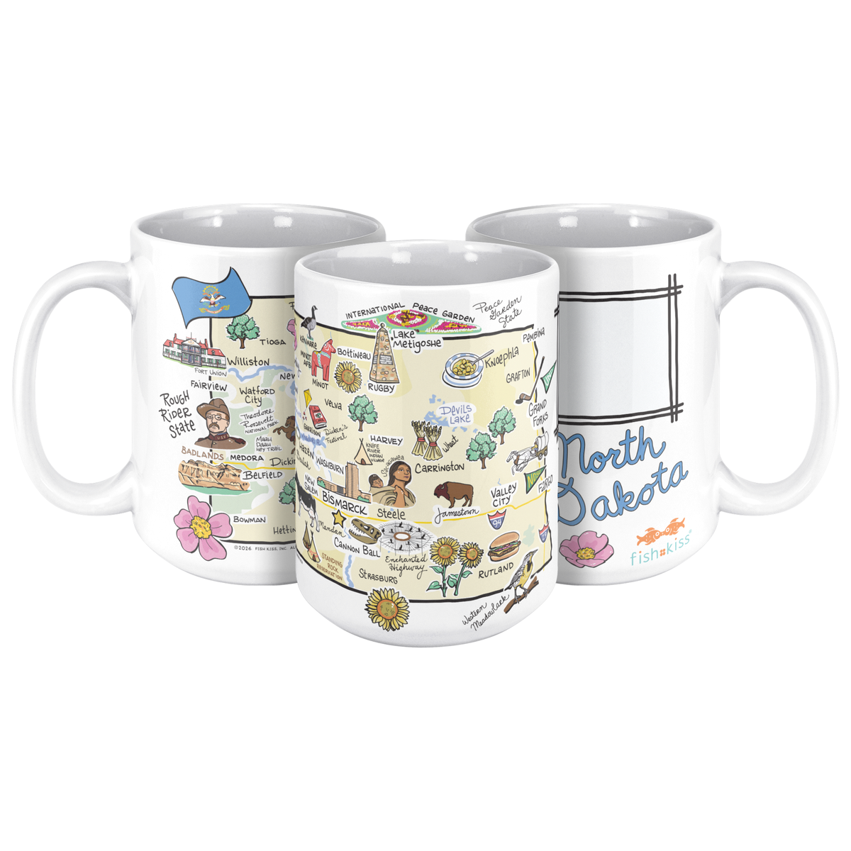 North Dakota 15oz White Mug