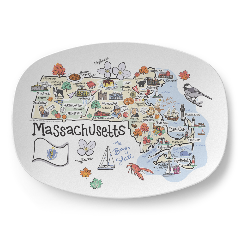 Massachusetts Map Platter