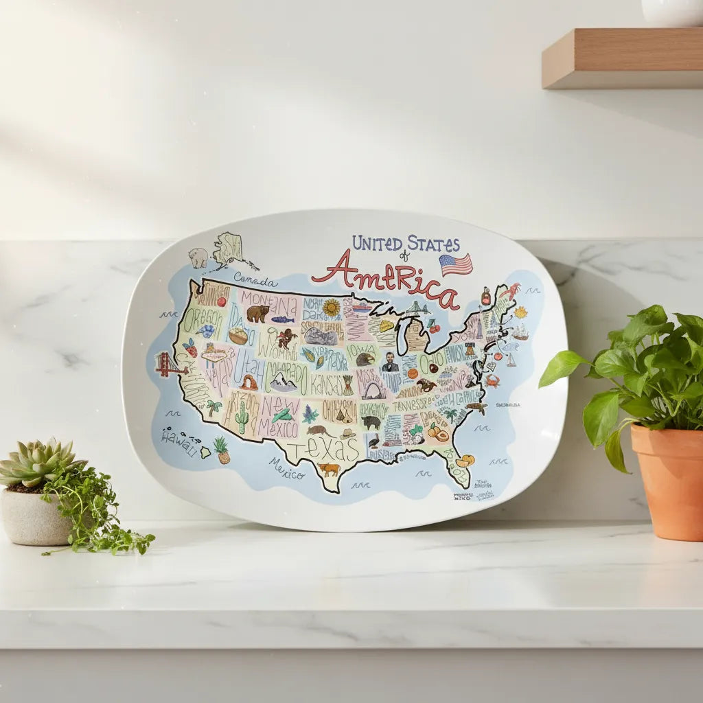 America Map Platter