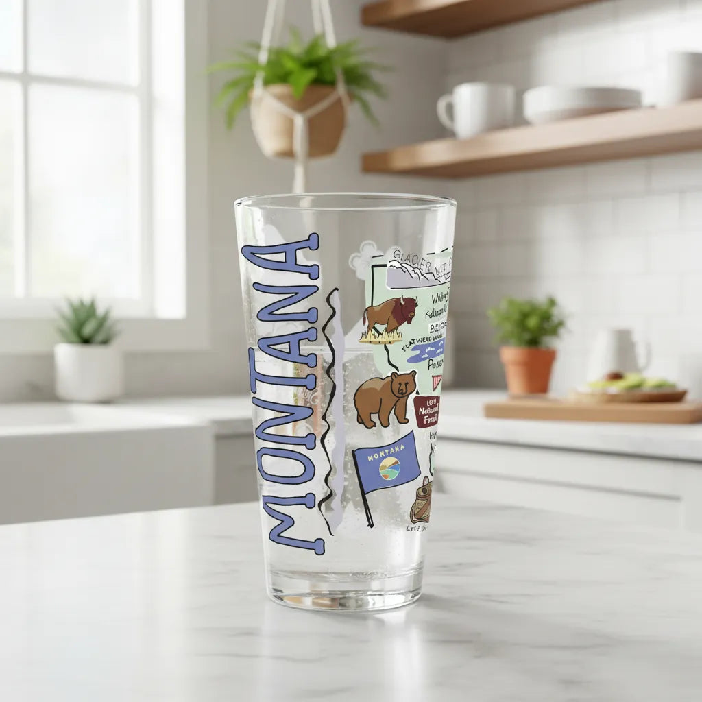 Montana Map Glass