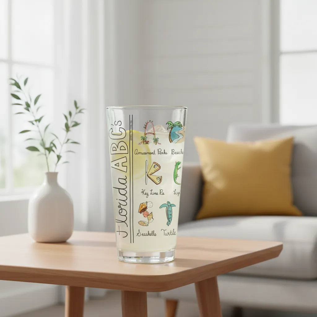 Florida Alphabet Map Glass