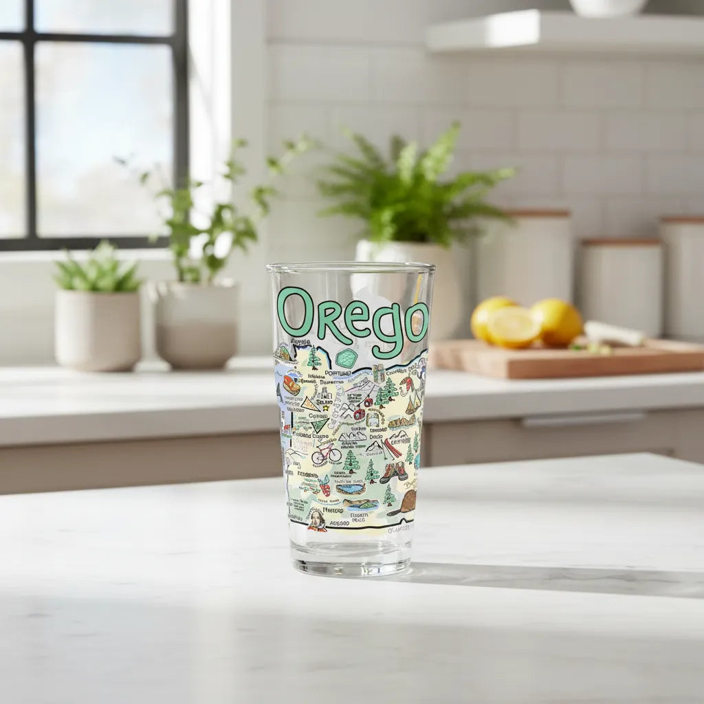 Oregon Map Glass